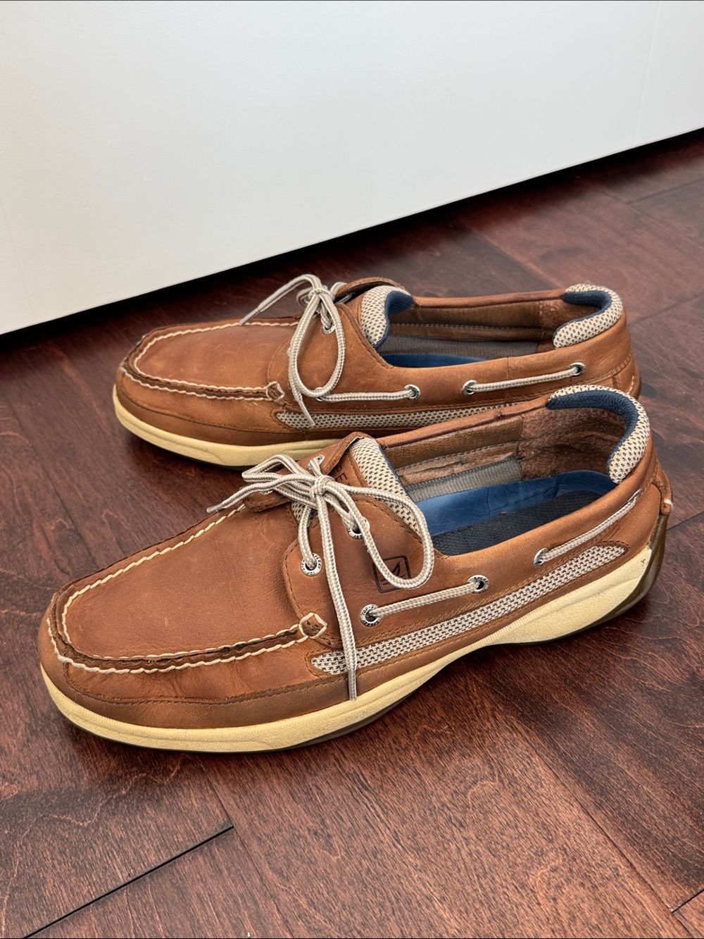 Sperry Top Sider Men’s Sailing Boating Tan Leather Shoes Non-Slip, size 11 wide